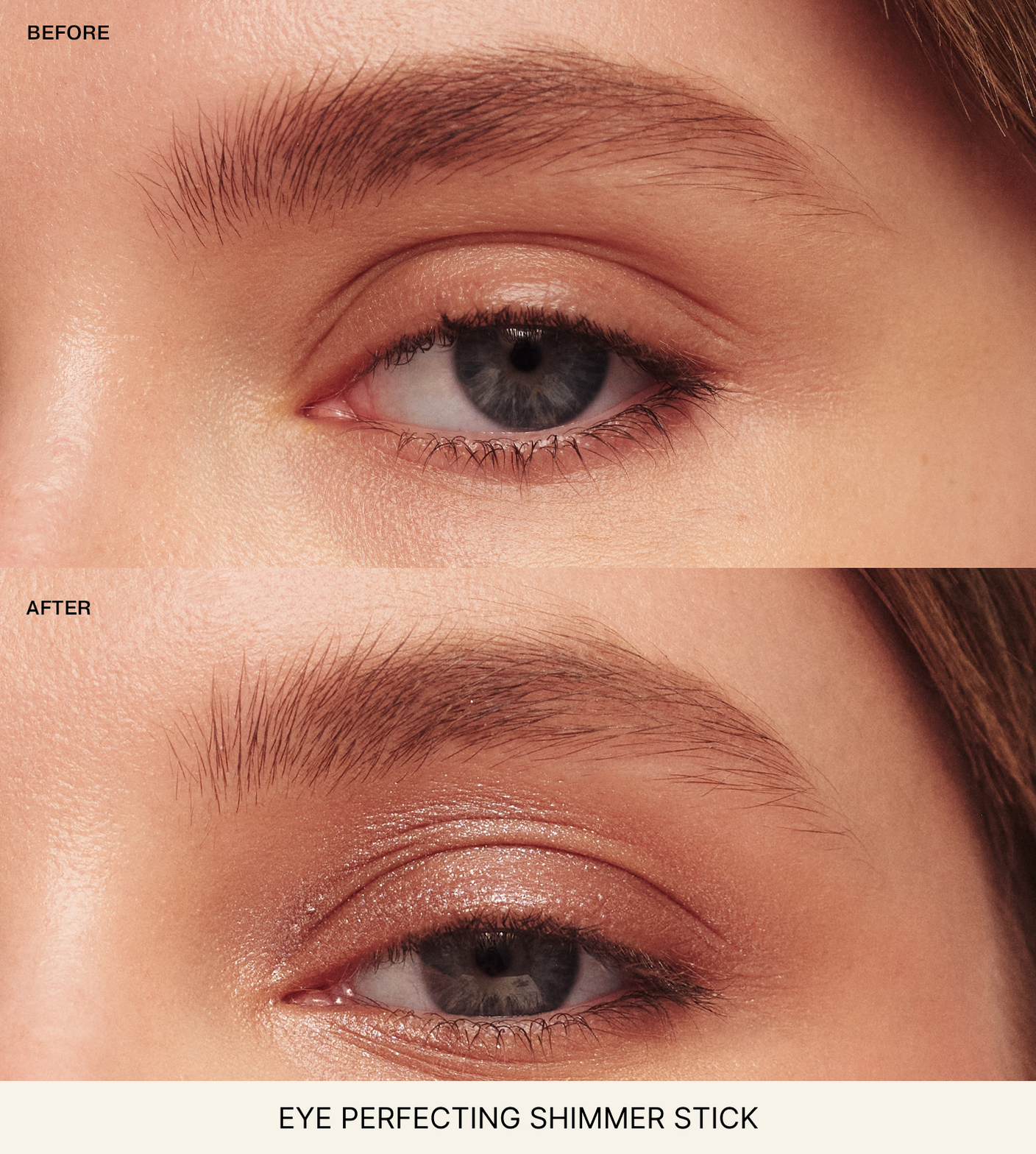 Essential Duo (+3 FREE GIFTS) featuring Eye Perfecting Shimmer Stick before and after comparison