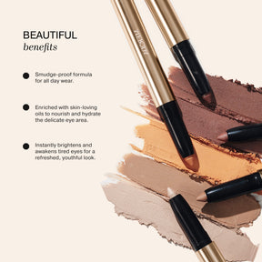 Essential Duo (+3 FREE GIFTS) featuring Eye Perfecting Shimmer Stick swatches and smudge-proof formula enriched with skin-loving oils