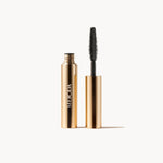 Meroda Cosmetics Gilded Lashes Mascara Sample 2 ml featuring an open gold tube and wand for length and volume