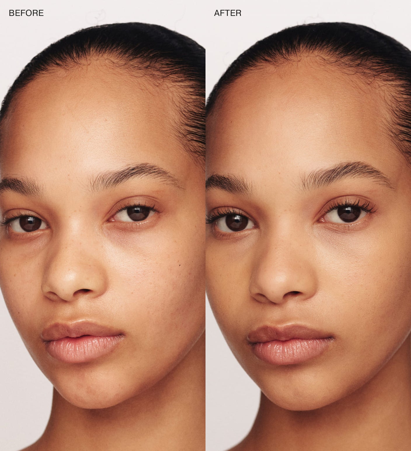 Velvet Skin Primer before and after application showing skin texture smoothing and pore blurring results